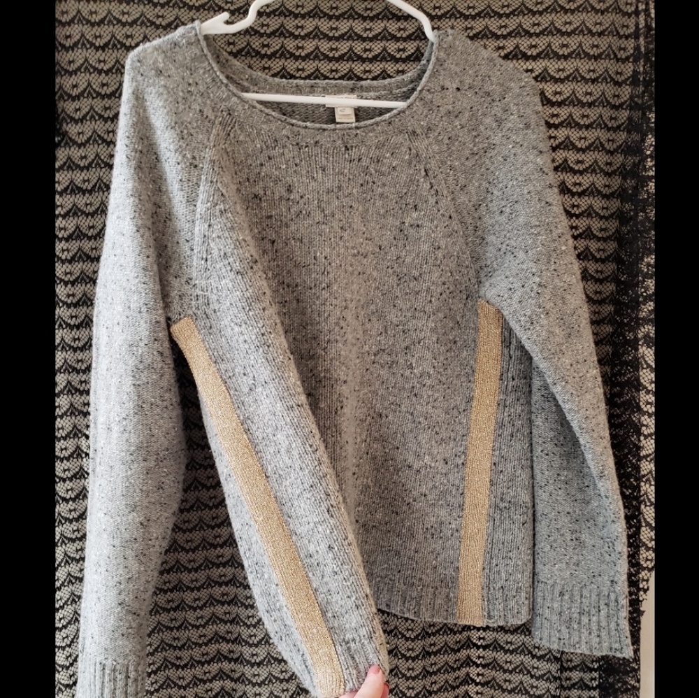 J. CREW Thick Wooly Knit Sparkle Stripe Sweater